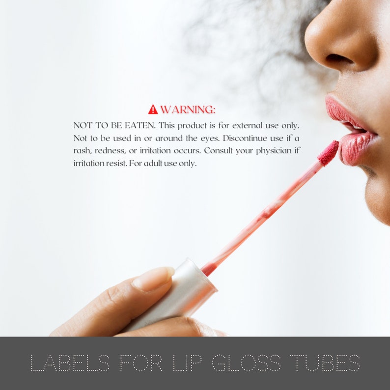 Lip Gloss Warning Label Template, Digital Warning Sticker for Lipgloss