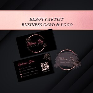 Make-up Artist Beauty Salon Visitenkarte Logo Bundle, DIY Moderne Rose Gold Marketing Vorlagen, Logo Visitenkarte Für Lash Tech, Nail, Spa