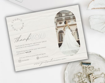 Thank You Card From Photographer To Client Gift Photography Business Editable Photoshoot Session, Thank You Card Template For Photographers
