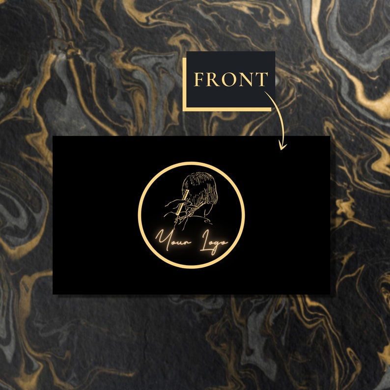 Modern Luxury Barber Business Card Template, QR Code Custom Minimal