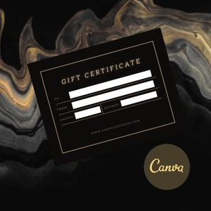 Goudzwart Cadeaubonsjabloon, doe-het-zelfcadeaubon voor wimpers Spa Tattoo Schoonheidssalon Haarstylist Nagelstudio Barber Shop-promotiekaart