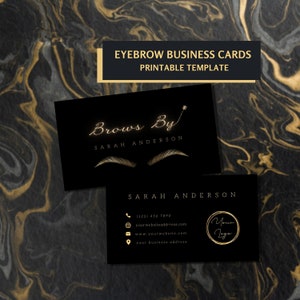 Moderne Augenbrauen Visitenkarten Design Vorlage, Microblading Visitenkarten, Augenbrauen Tattoo Künstler Visitenkarten Logo QR Code, Brauen Laminierung