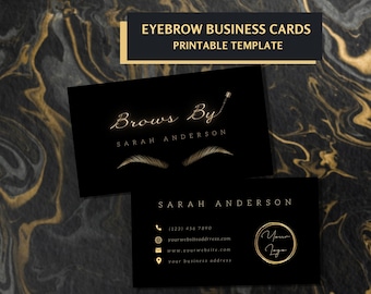 Modern Brow Business Card Design Template, Microblading Business Cards, Eyebrow Tattoo Artist Business Cards Logo QR Code, Brow Lamination