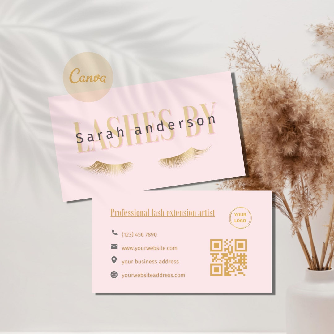 Modern Eyelash Business Card Template Instant Download Canva Etsy