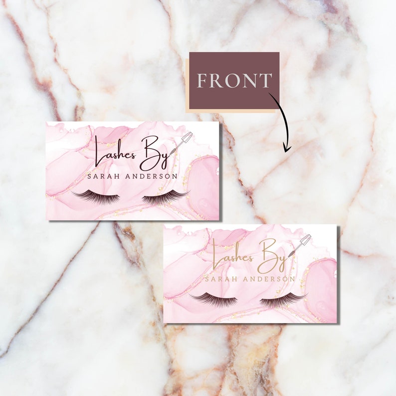 Eyelash Extensions Business Cards Design, Custom Lash Digital Card, Beauty Business Cards Qr Code, Personalize Feminine Lash Tech Refer Card image 4