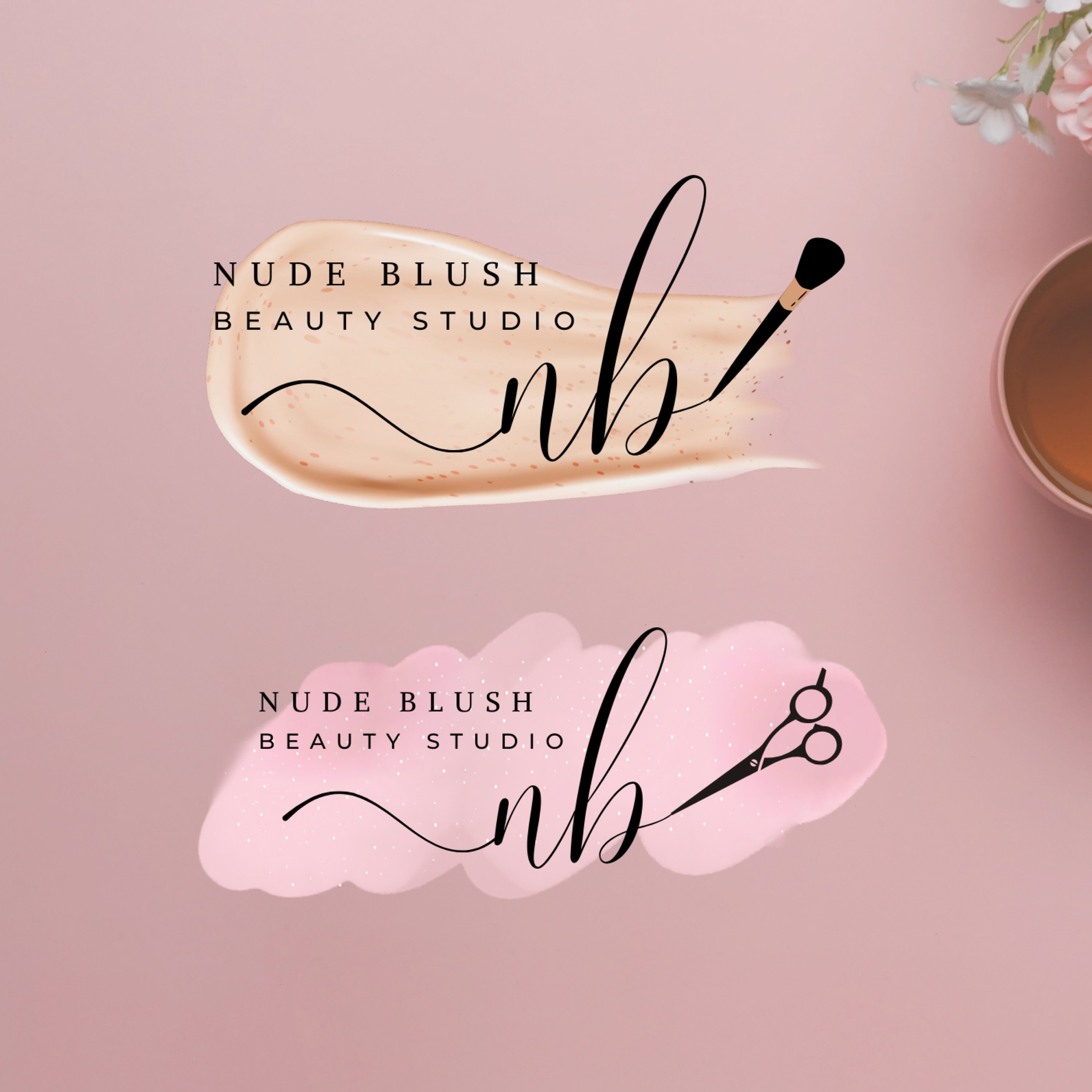 Modern Makeup Artist Logo, Elegant Hair Stylist Logo, DIY Logo, Beauty 