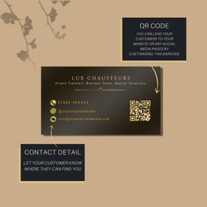 Elegant Driving Business Cards Template, Lux Limousine Rental Services Business Card, Driver Business Card Template, Limo Chauffeur Services