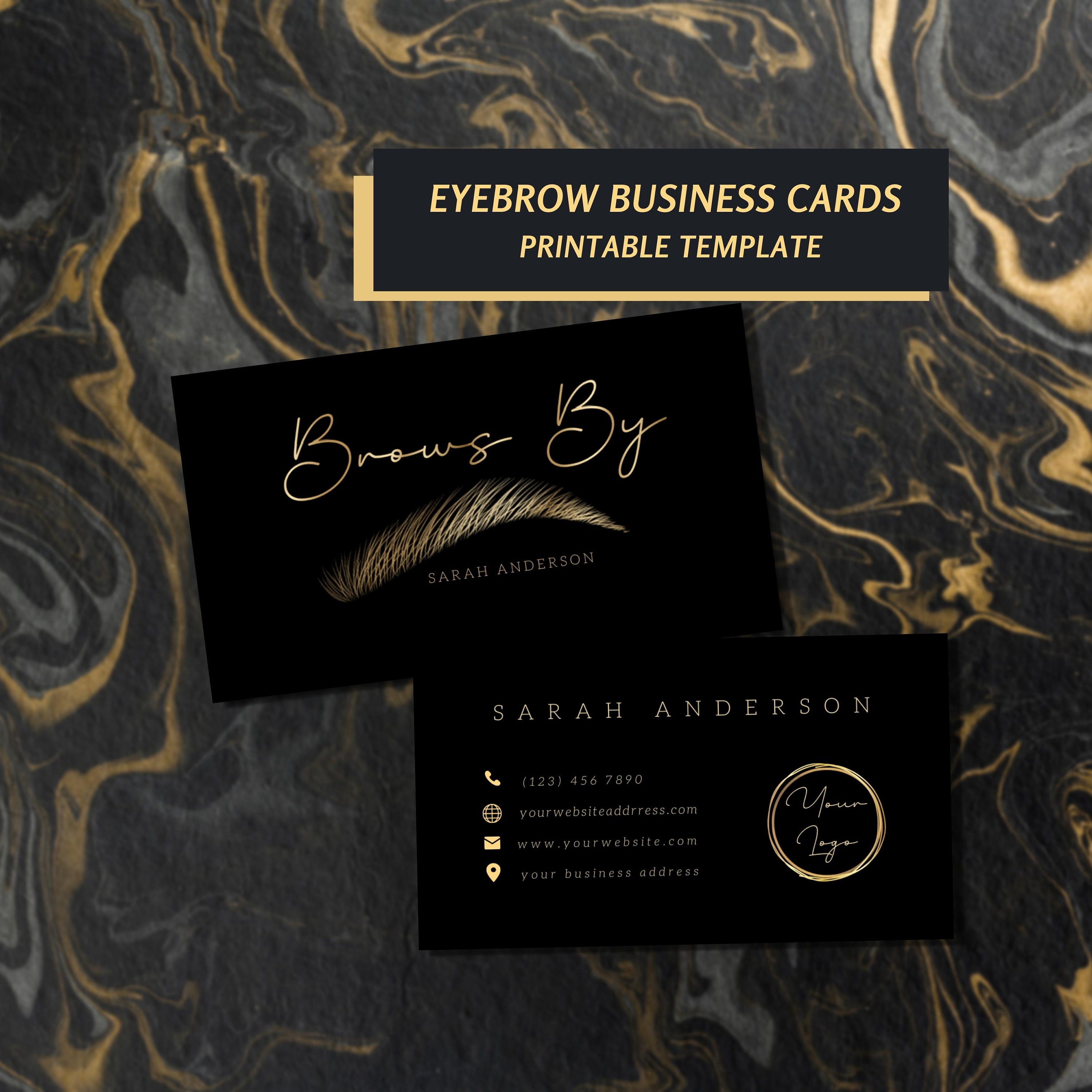 Elegant Eyebrow Business Card For Brow Specialist, Beauty Brow Lamination Artist Business Card Template, Editable Microblading Referral Card