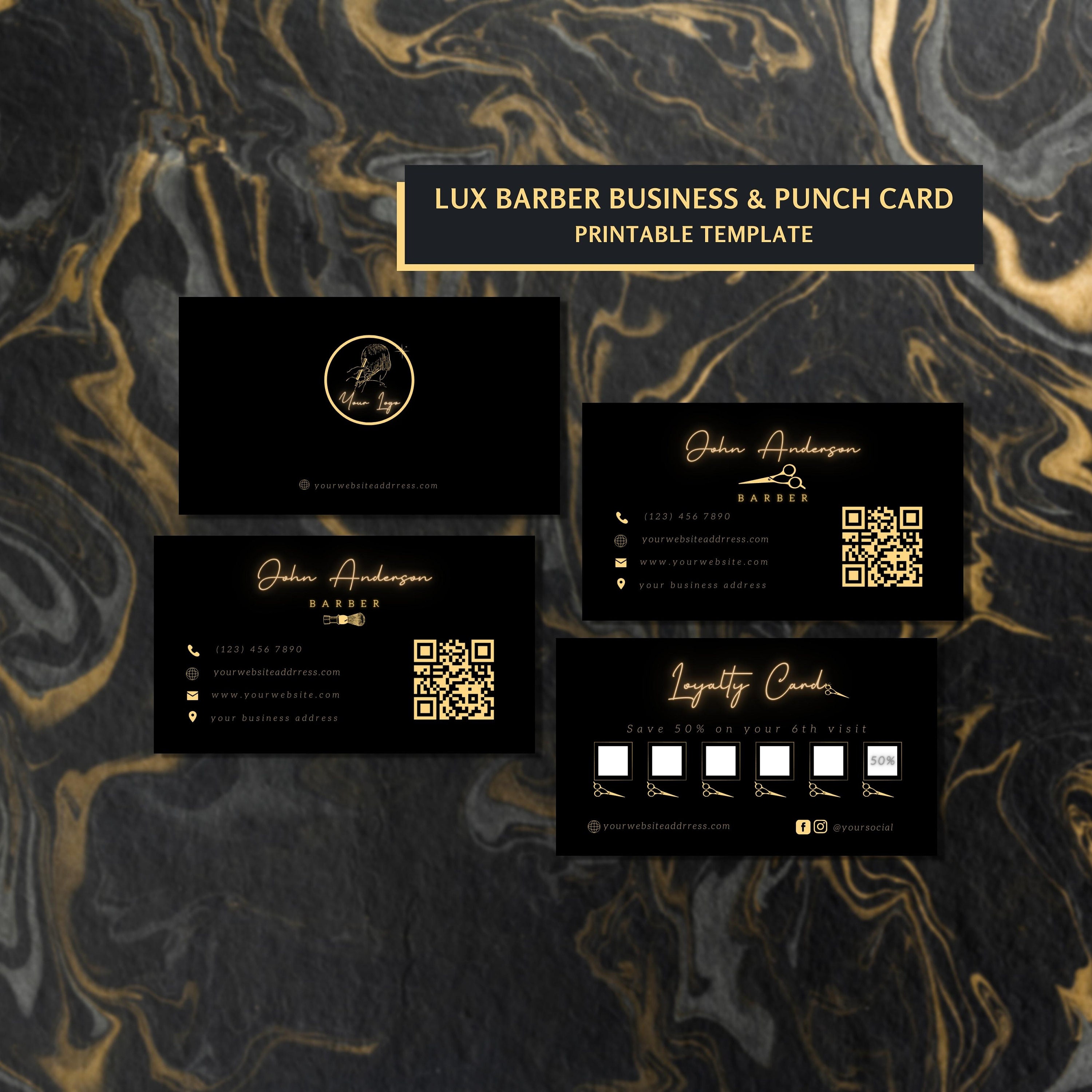 Barber Loyalty Cards & Barber Business Card Template Design, Punch
