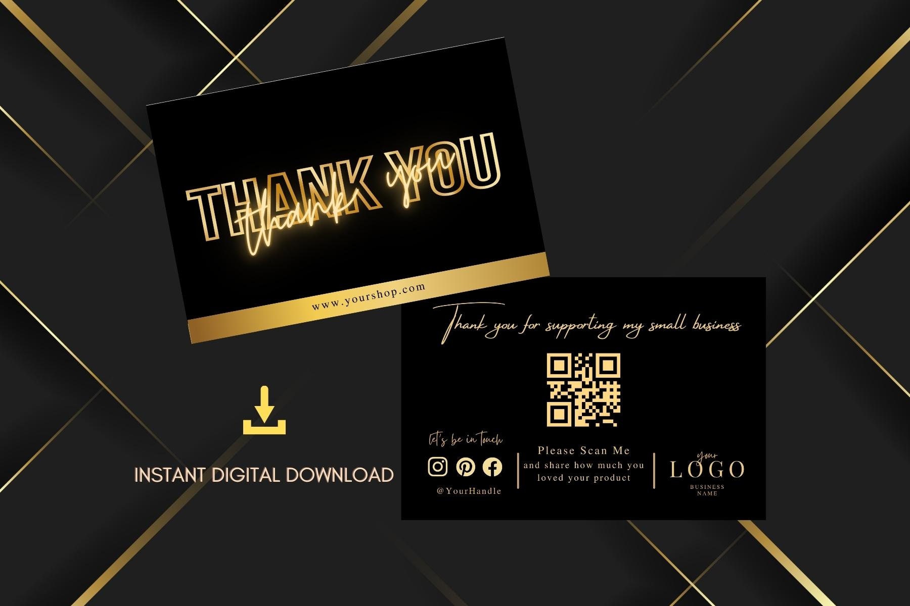 Luxury Business Card & Thank You Card Template Bundle, Unique Custom ...