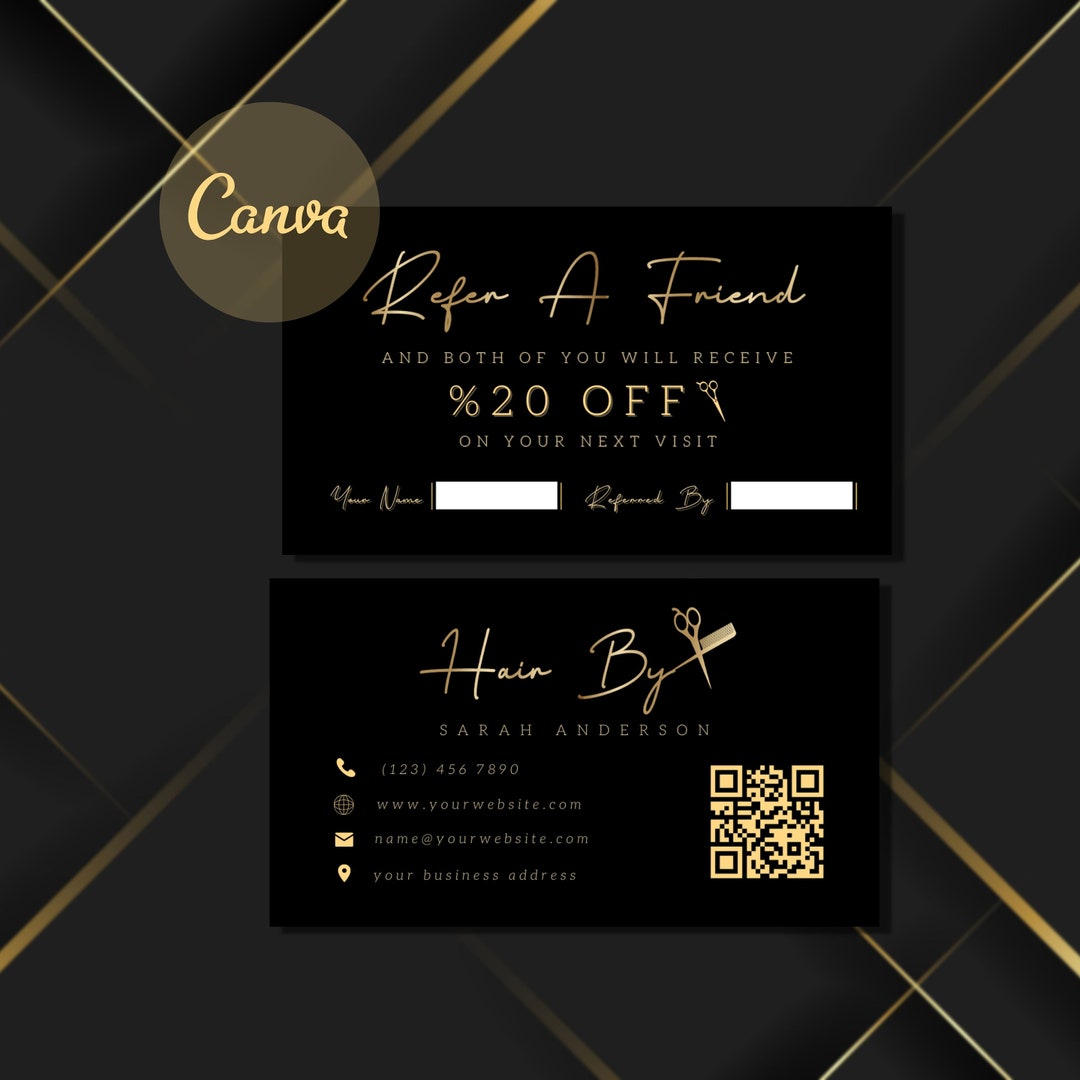 Hairstylist Refer A Friend Card Template, Custom Hair Salon Business ...