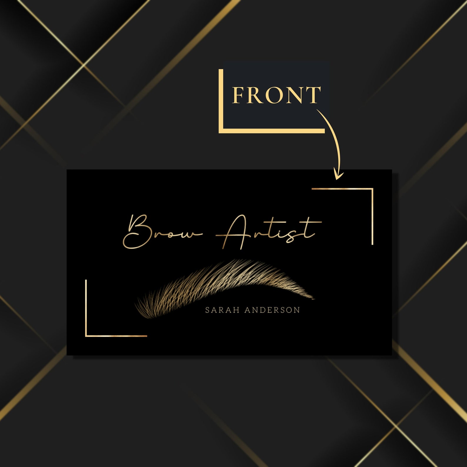 Brow Artist Business Card Template, Lux Gold Foil Effect Eyebrow ...