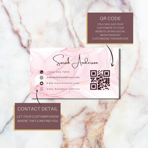Eyelash Extensions Business Cards Design, Custom Lash Digital Card, Beauty Business Cards Qr Code, Personalize Feminine Lash Tech Refer Card image 3