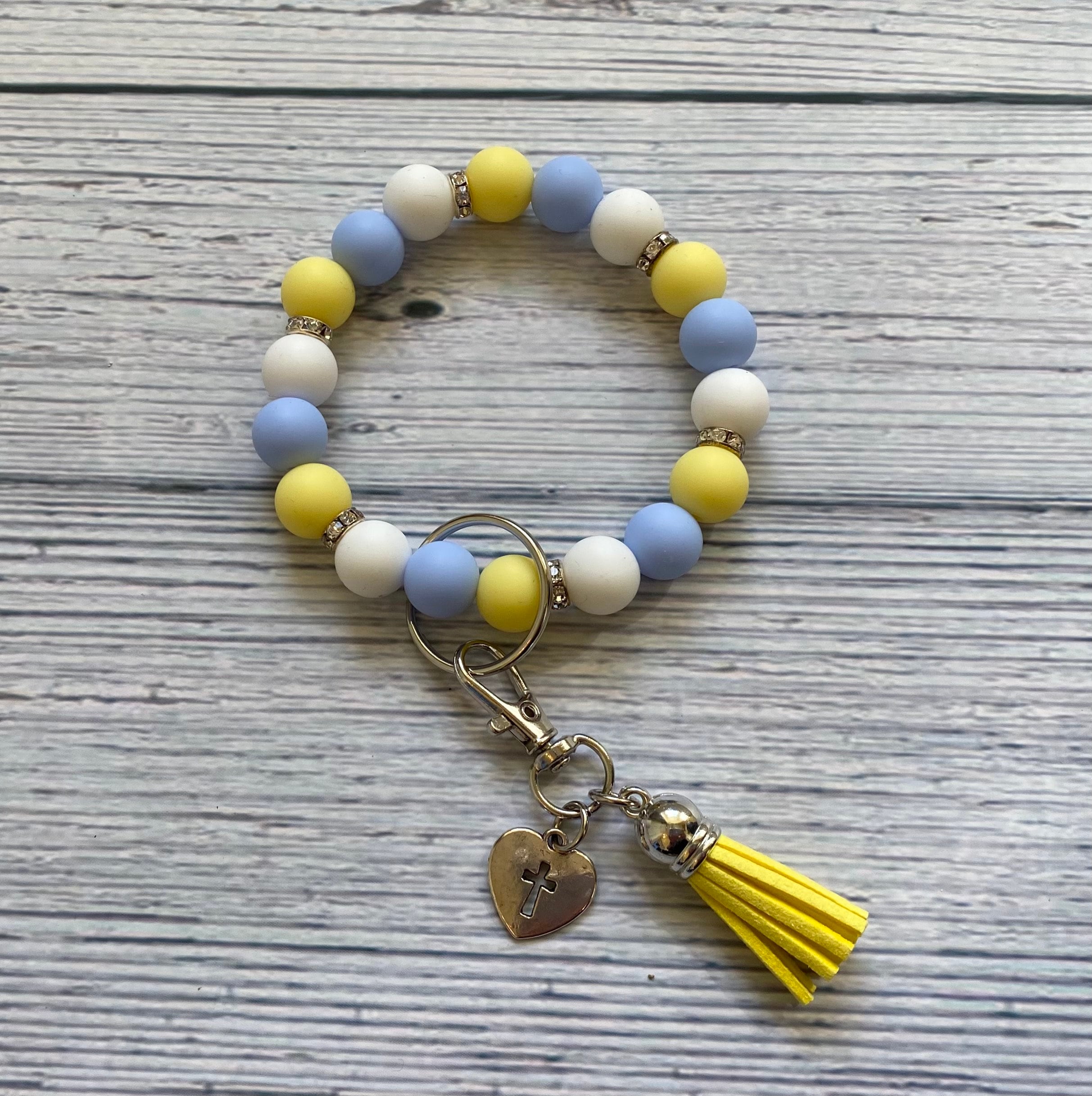 Stretchy Silicone Bracelet Keychain// Beaded Wristlet Etsy