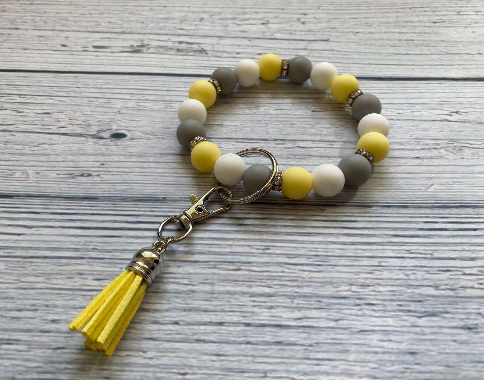 Stretchy Silicone Bracelet Keychain// Beaded Wristlet Etsy