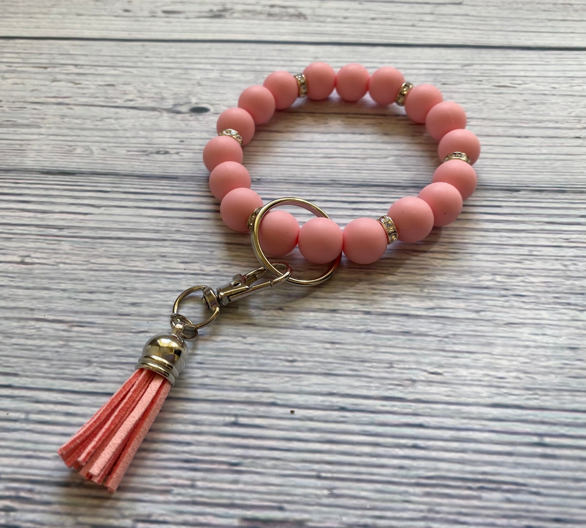 Stretchy Silicone Bracelet Keychain// Beaded Wristlet Etsy