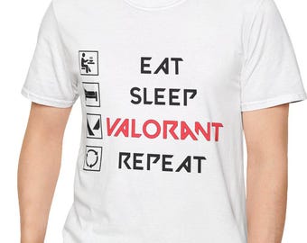 Camiseta "Come, duerme y repite Valorant" / Camiseta de gamer, camiseta de esports, juegos divertidos, regalos