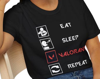Camiseta "Come, duerme, Valorant Repeat" / Camiseta de gamer, juegos divertidos, regalos para gamers