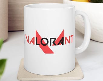 Taza inspirada en Valorant, logotipo de Val, taza gamer, blanca (325 ml)