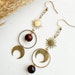 Orecchini Pendenti Asimmetrici Sole E Luna – Gioielli Bohemian Con Faccia Solare E Mezzaluna, Regalo Donna Originale