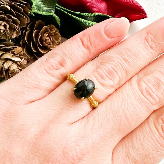 Bague or pierre noire femme shop