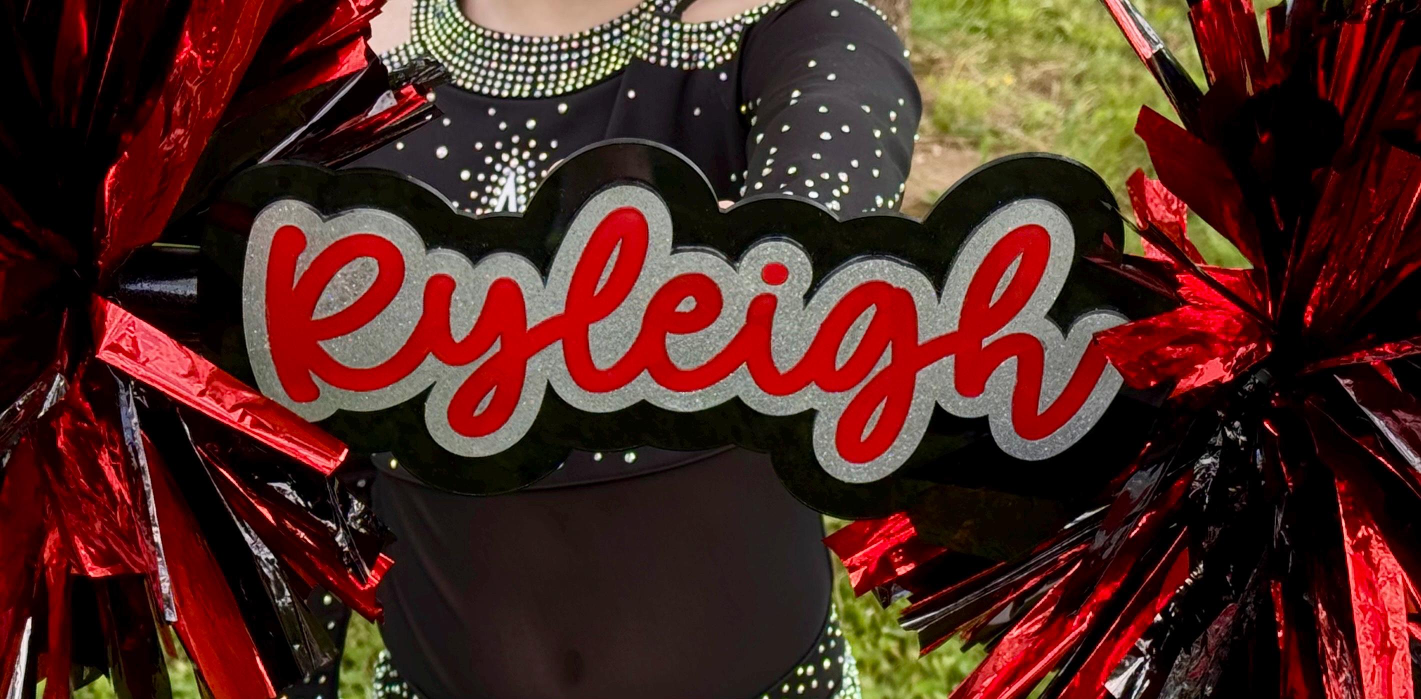 Personalized 3-D Cheer Stick With Matching Pom-poms | Glitter| Custom ...