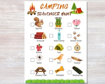 Camping Scavenger Hunt Printable Summer games summer activities Activities for Kids Outdoors Scavenger Hunt Outdoors activities