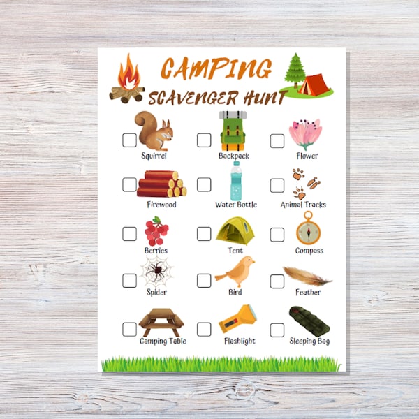 Camping Scavenger Hunt Printable Summer games summer activities Activities for Kids Outdoors Scavenger Hunt Outdoors activities