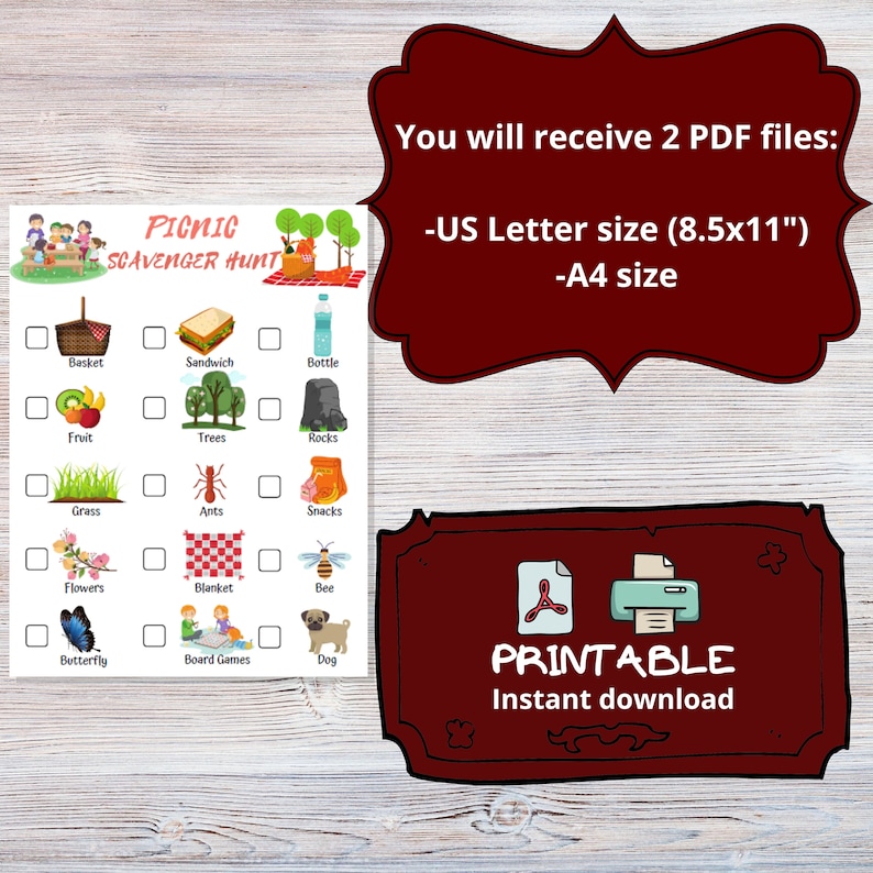 Picnic Scavenger Hunt Printable Outdoor Scavenger Hunt Camping Hiking