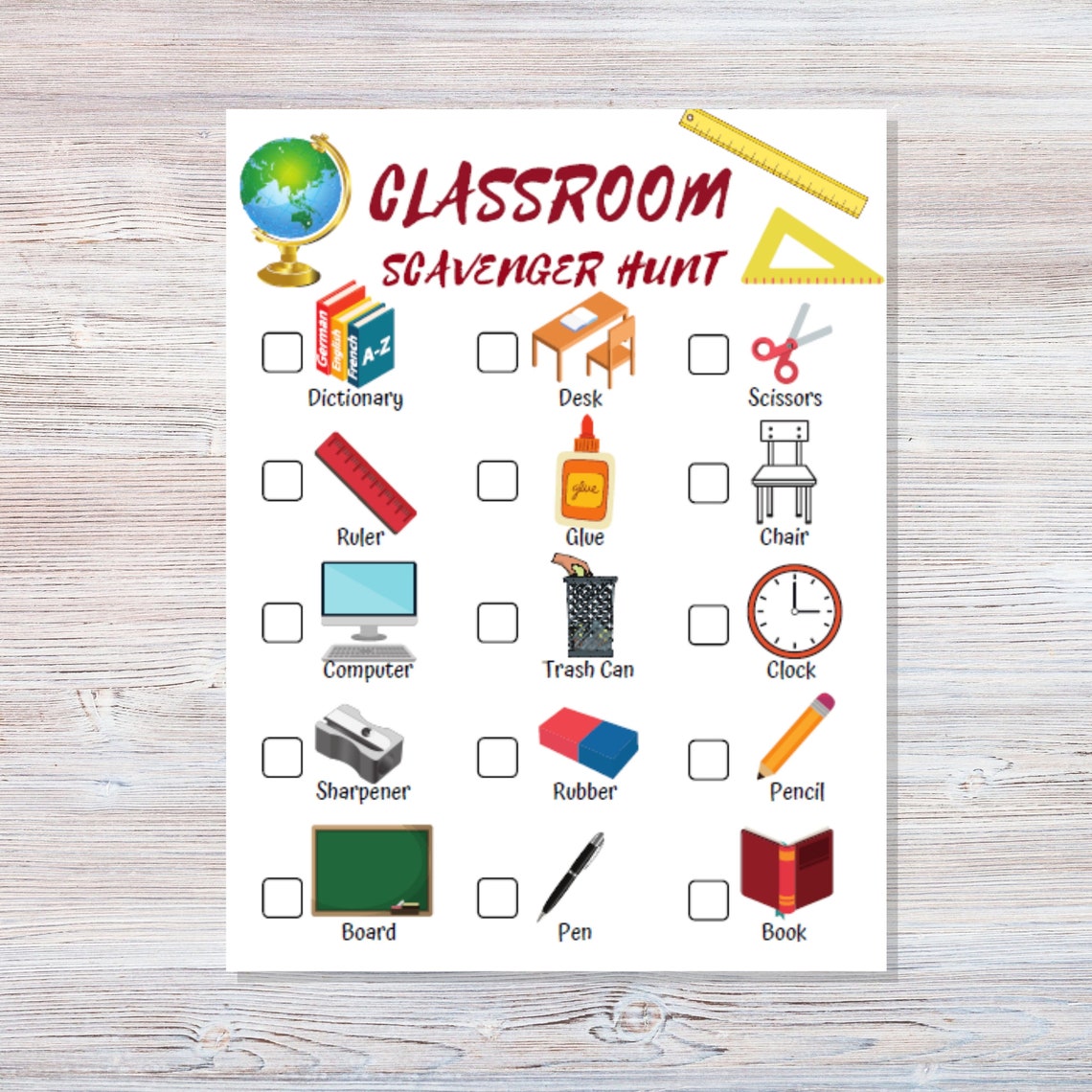 Classroom Scavenger Hunt - Printable - Back to School Scavenger Hunt ...