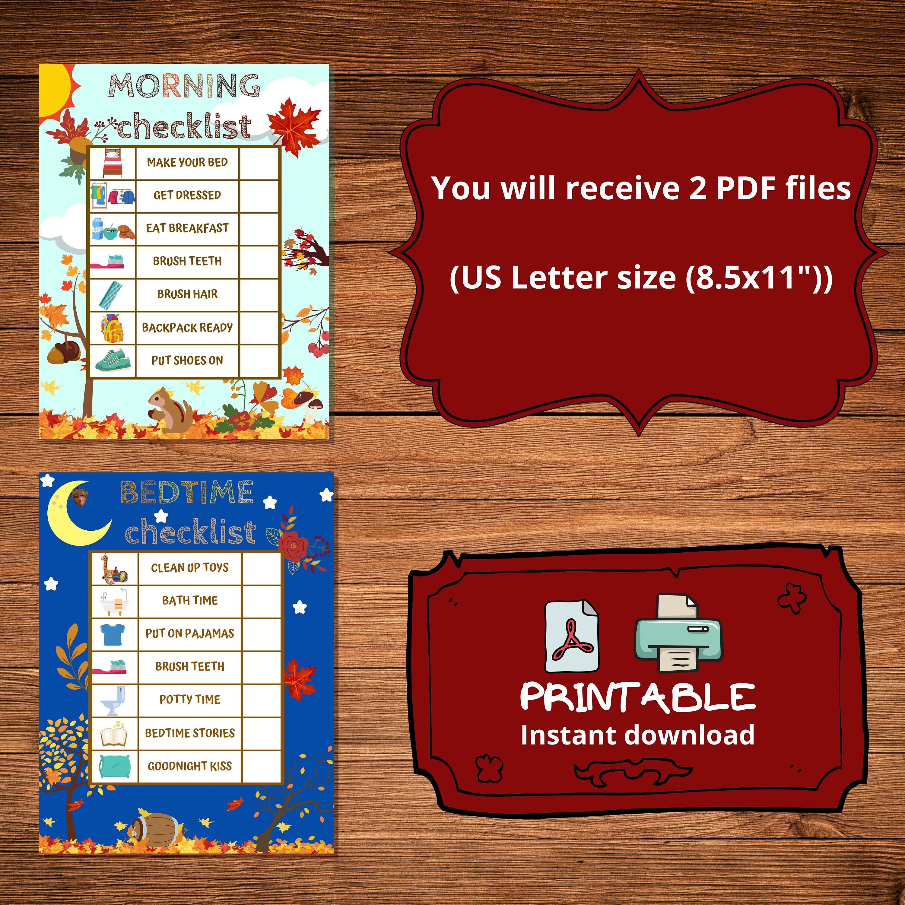 Fall Morning Routine Checklist MORNING AND BEDTIME Checklist Fall Morning Routine Checklist Autumn ...