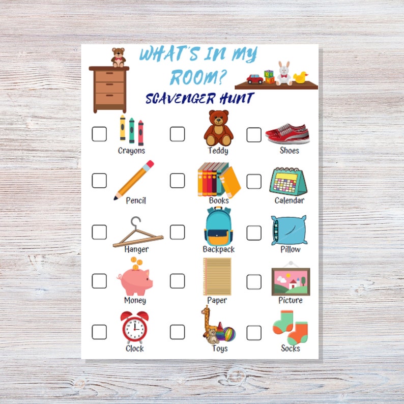 What is in My Room Scavenger Hunt Printable Indoor Scavenger Hunt Room