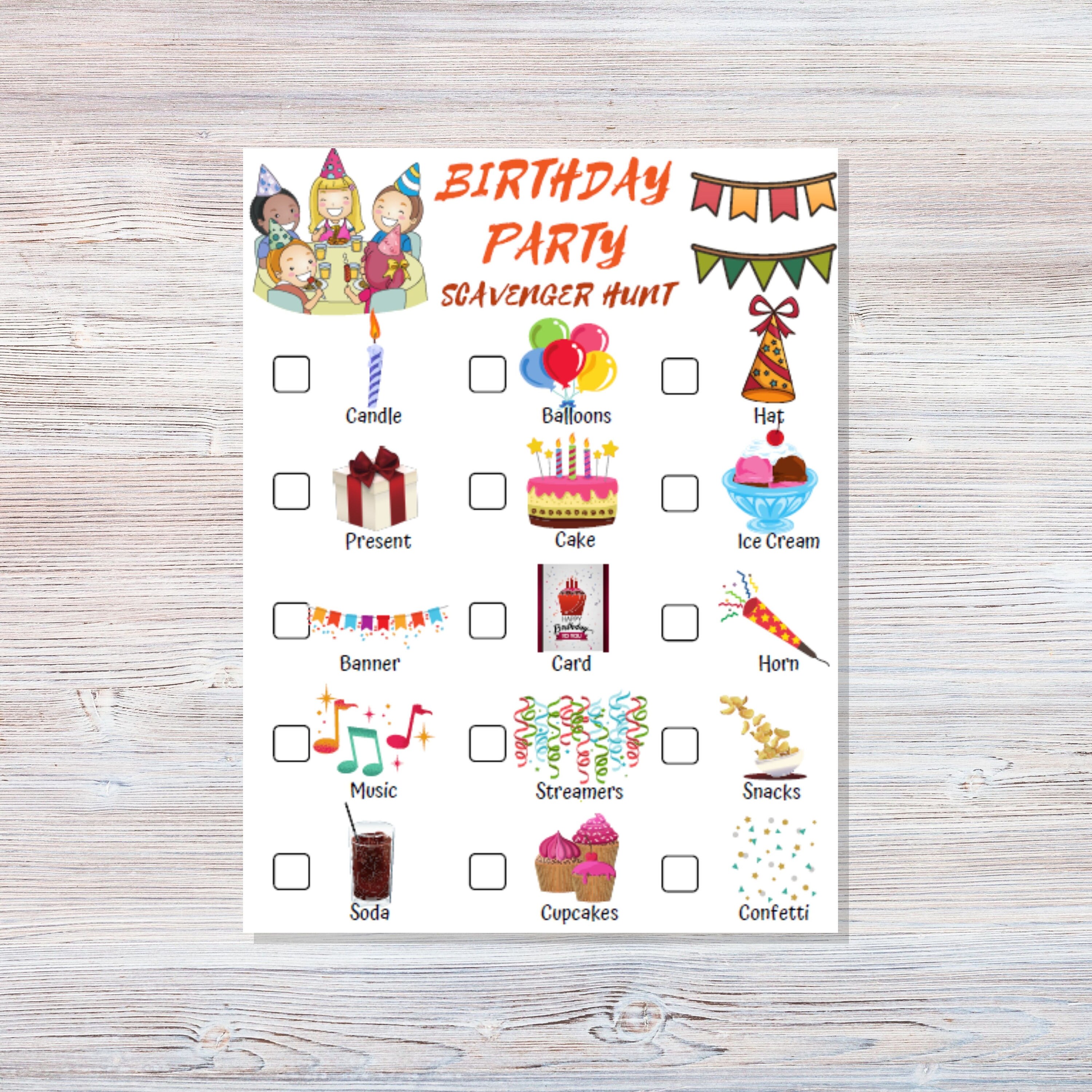 Birthday Scavenger Hunt - Printable Birthday Party Scavenger Hunt ...