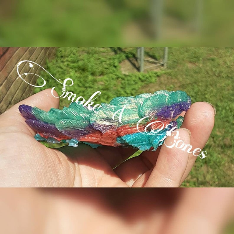 Multi colored tattered angel wings trinket dish