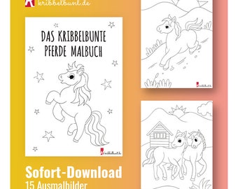 Horse coloring book for kids | Download coloring book with horses PDF