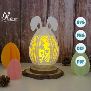 Bunny Flowers Lantern SVG for Cricut Joy, Easter Paper Lantern, Cameo4, ScanNcut, 3D lantern paper cut lightbox svg DIY, cutting Cricut 2