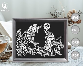 Dolphin Cricut SVG, Dolphin Kirigami, Paper Cut Template, SVG Files For Cricut, Cutting Cricut, Silhouette