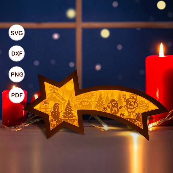 Snowman Star Lamp Decoration, Christmas Snowman Star Lanterns Shadow Box SVG for Cricut Projects DIY, Shadow Box SVG 2