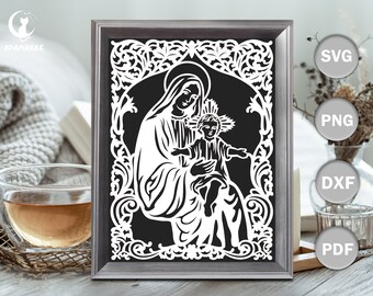 Ave Maria Cricut SVG, Ave Maria Kirigami, Paper Cut Template, SVG Files For Cricut, Cutting Cricut, Silhouette