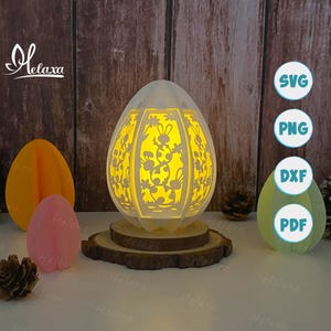 Lanterna di Pasqua 2 SVG per Cricut Maker, taglio Cricut, ScanNcut, lanterna di carta a forma di uovo di Pasqua, Cameo4, lanterna 3D in carta tagliata lightbox svg fai da te