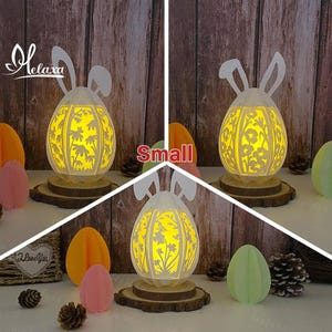 Confezione da 3 lanterne a forma di coniglietto con piccoli fiori in formato SVG per Cricut Joy, lanterne di carta pasquali, Cameo4, ScanNcut, lanterne 3D in formato SVG fai da te