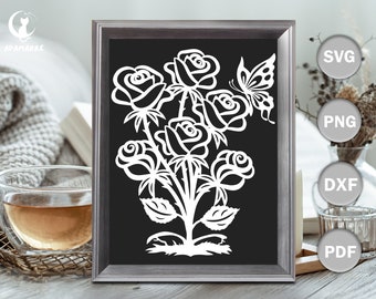 Rose Cricut SVG, Easter Kirigami, Paper Cut Template, SVG Files For Cricut, Cutting Cricut, Silhouette