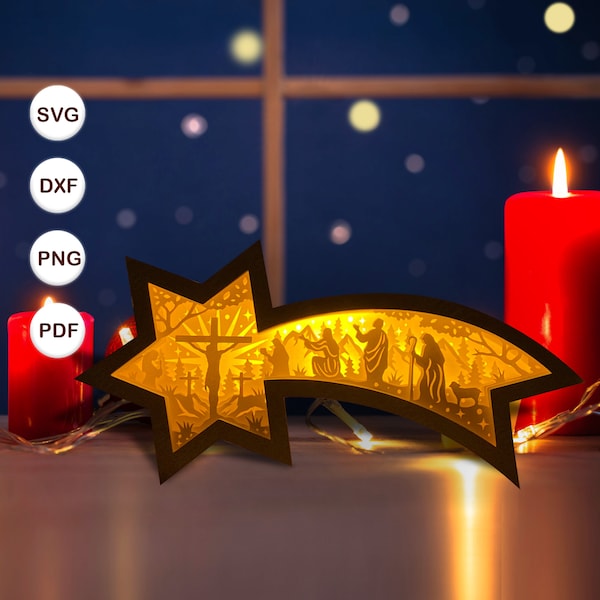 Christmas Jesus Star Lamp Decoration, Christmas Jesus Star Lanterns Shadow Box SVG for Cricut Projects DIY, Shadow Box SVG 2 Christmas Jesus Star Lamp Decoration, Christmas Jesus Star Lanterns Shadow Box SVG for Cricut Projects DIY, Shadow Box SVG 2