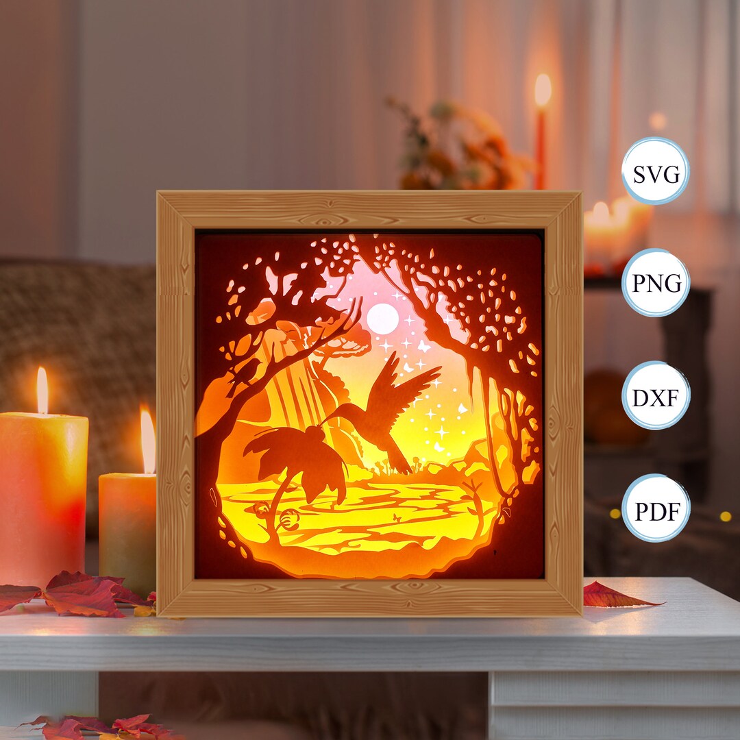 Hummingbird 2 Shadow Box Files Paper Cut Light Box Template - Etsy