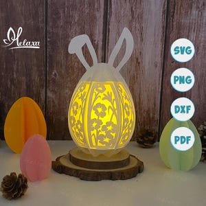 Lanterna di fiori di coniglietto SVG per Cricut Joy, lanterna di carta pasquale, Cameo4, ScanNcut, lanterna 3D in carta tagliata lightbox svg fai da te, taglio Cricut 3