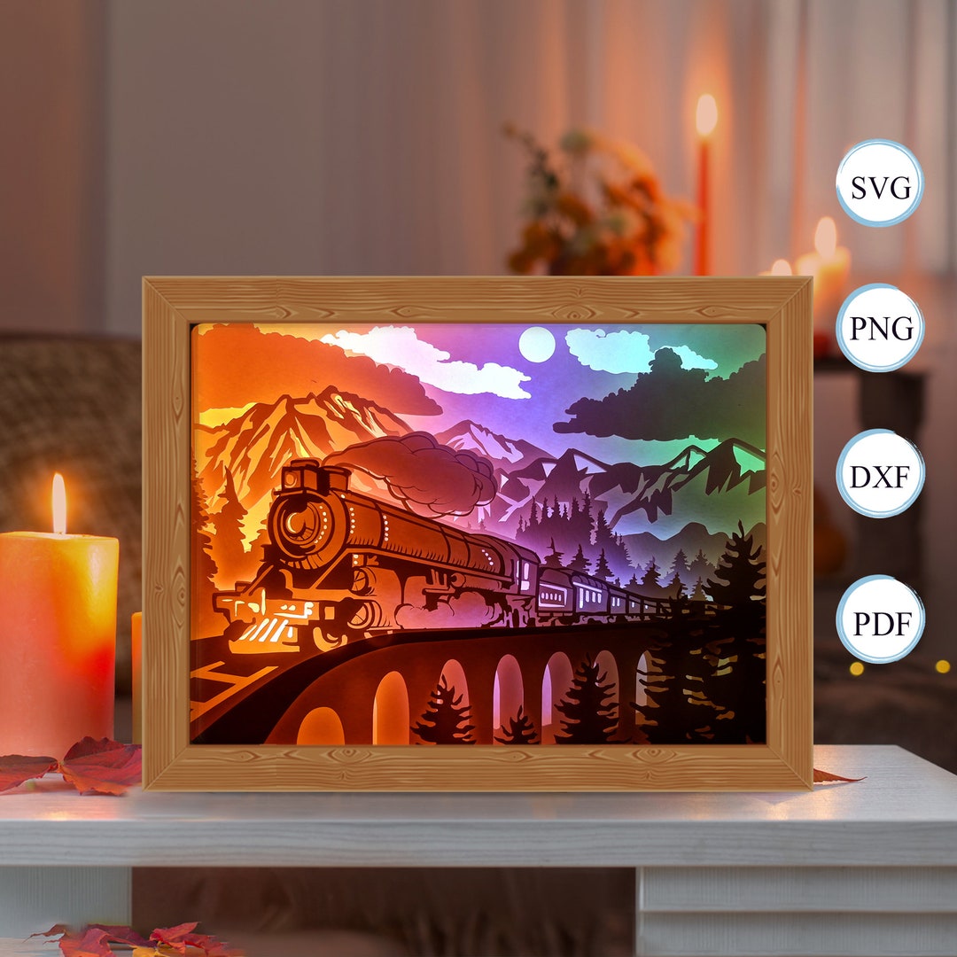 Old Train Shadow Box Files Paper Cut Light Box Template Etsy