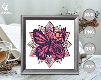 Butterfly 3D Layered Cardstock SVG, Paper Cut Template, SVG For Cricut, Multilayer Art Wall Decor DIY