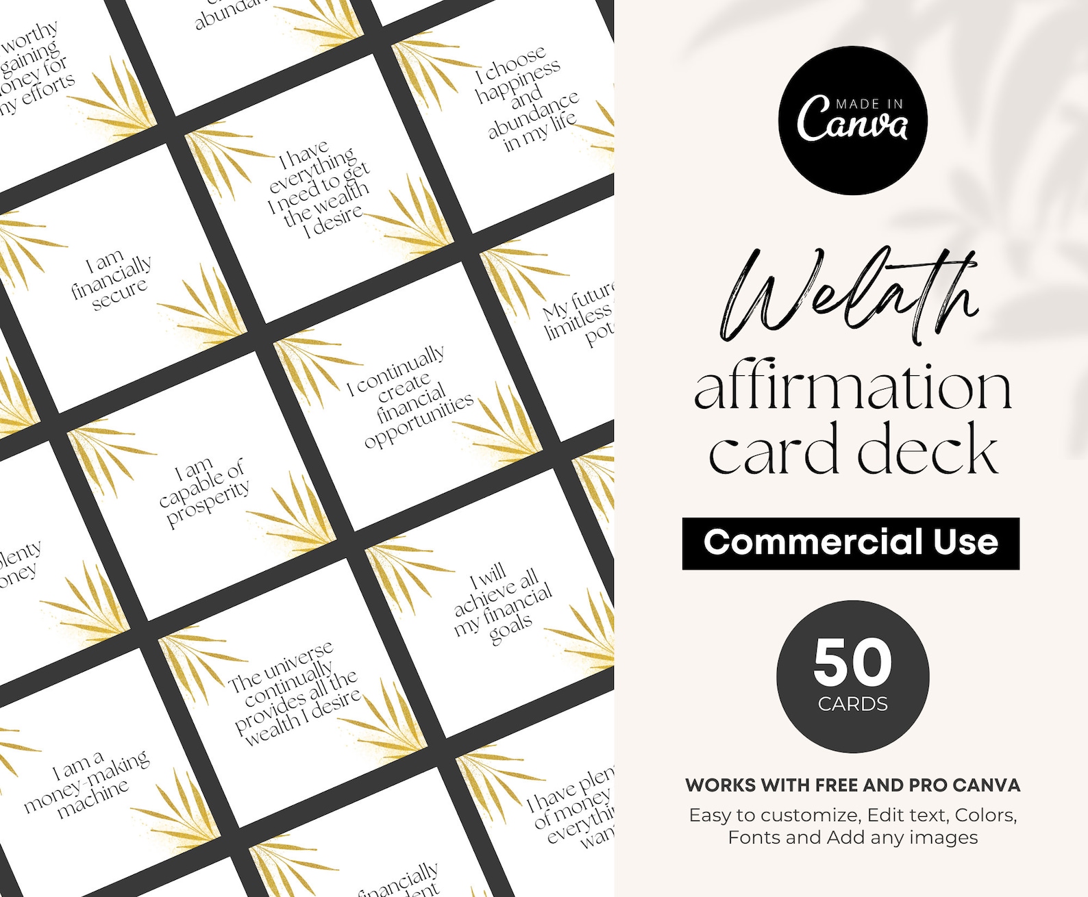 Affirmation Cards Template Canva Canva Templates Etsy