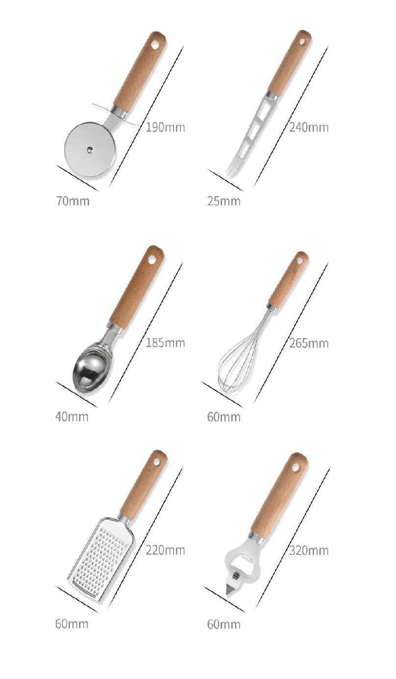 9pcs/set Wooden Handle Kitchen Tools Stainless Steel Set Etsy
