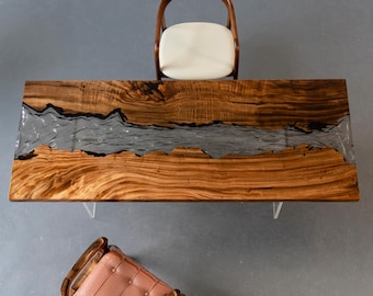 Handmade Walnut Epoxy Table – Ice-Cracker Resin Design